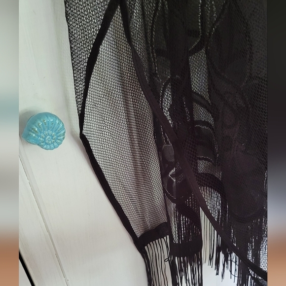 Bon Voyage Black Sheer Net Kimono Style Swimsuit Coverup - Picture 9 of 9